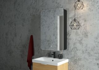 Зеркало-шкаф с подсветкой Art&Max Lecce левый 56см чёрный матовый AM-Lec-560-850-1D-L-DS-F-Nero